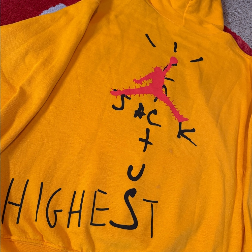 Cactus Jack x Jordan Nike Hoodie Gold Highest In The Room Travis Scott Hoodie
